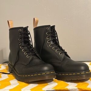 Practically new, black leather, Dr. Martin Vegan 1460 Fashion boots.